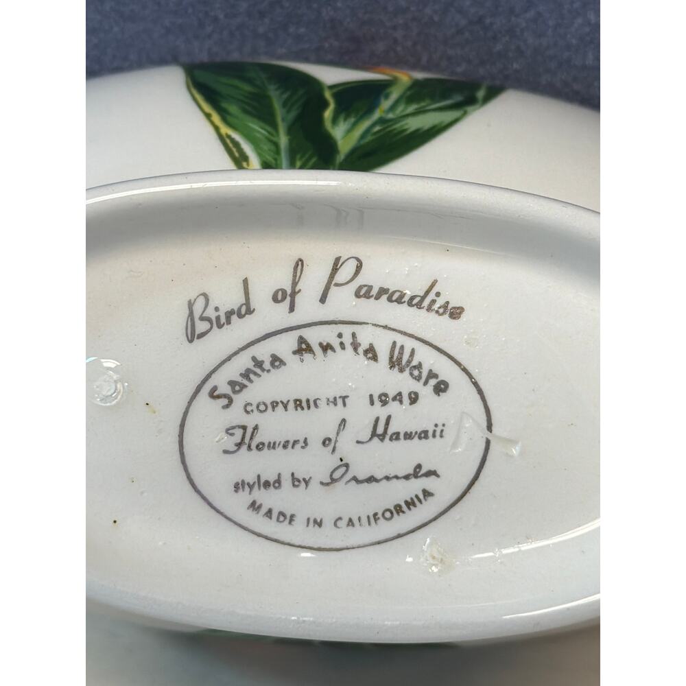 Vintage 1950’s Santa Anita Ware Flowers of Hawaii Bird of Paradise Creamer - Picture 7 of 7